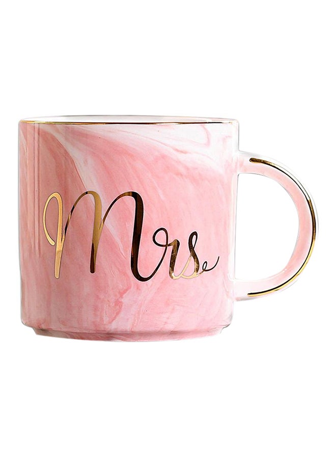 Mrs Printed Ceramic Coffee Mug Pink 