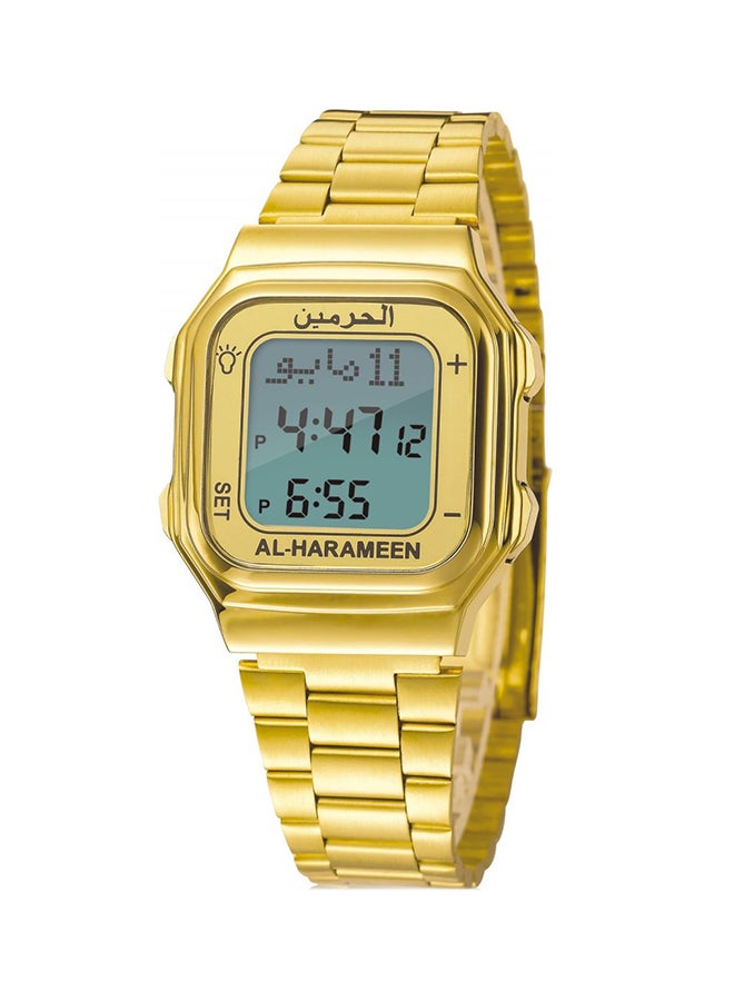 الحرمين ساعة يد من الستانلس ستيل رقمية طراز HA 6061G للرجال