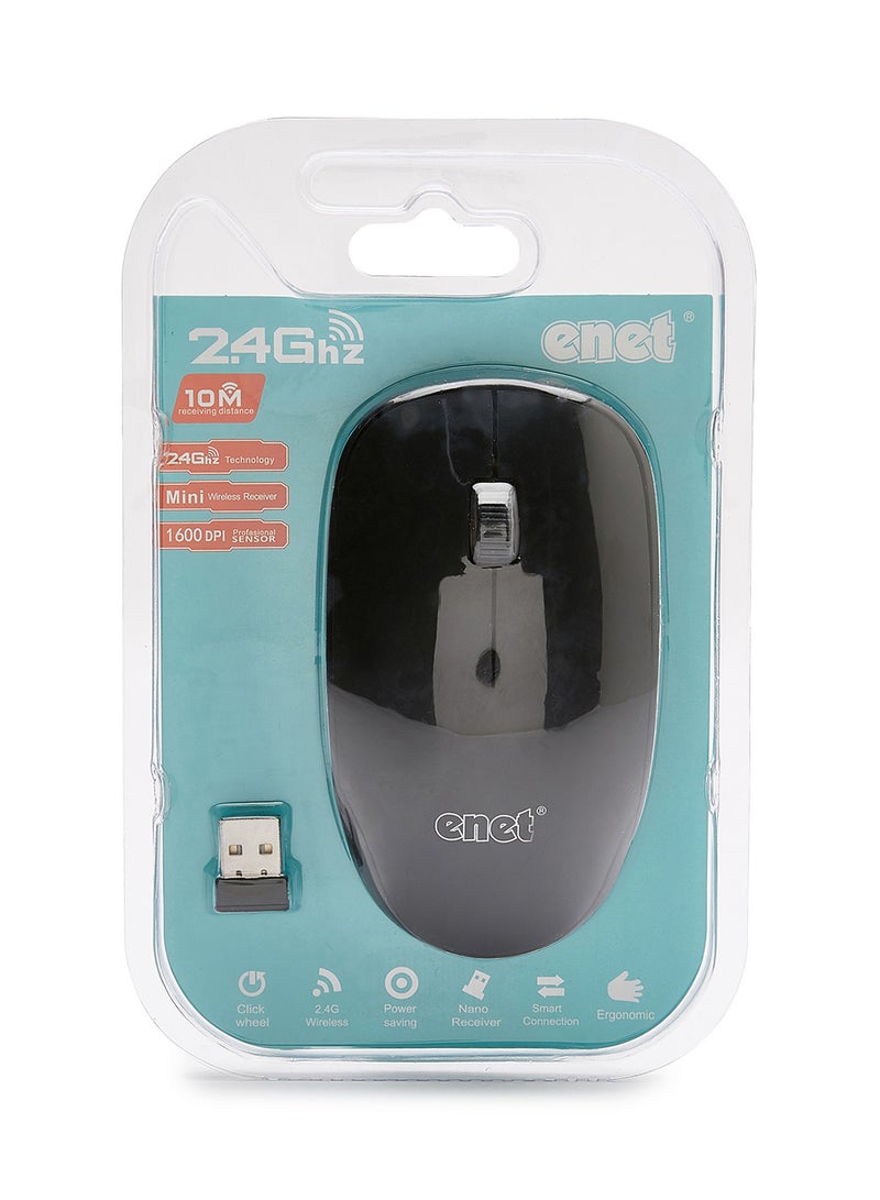 Enet Wireless Optical Mouse Black  - Image 2