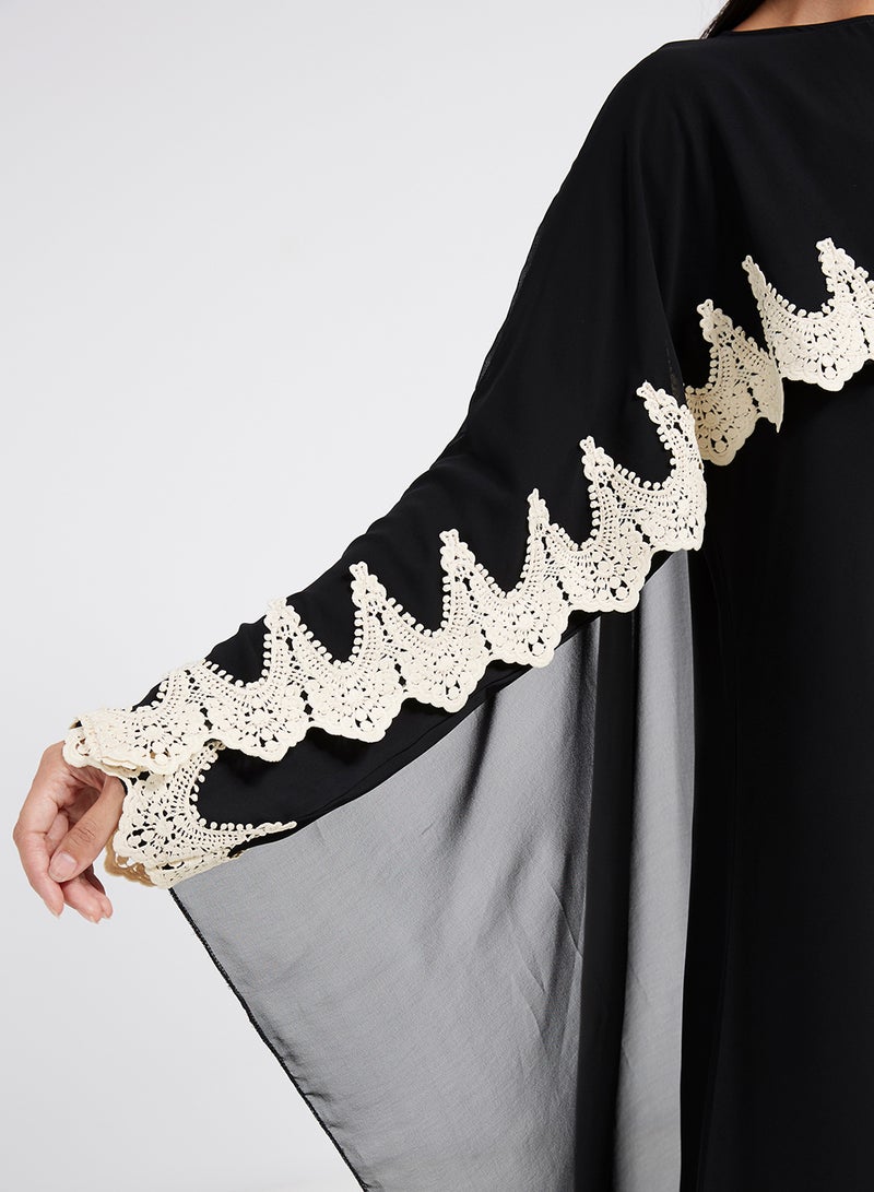 Malikah Collection - Short Cape Style Abaya Black - Image 1