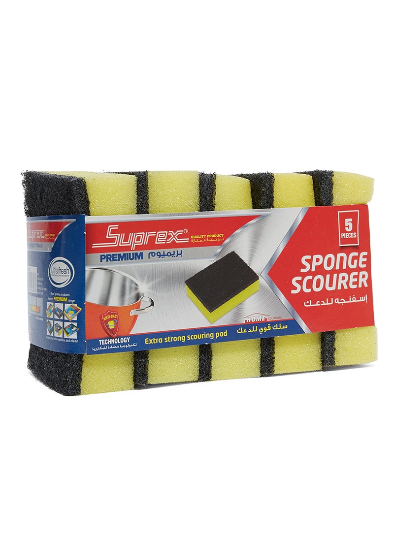 Premium Sponge Scourer Yellow/Black 9.5x7x3centimeter