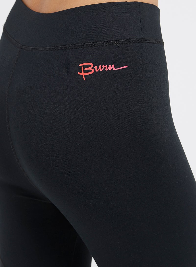Burn Activewear Skinny High-Rise Mesh Leggings Black  - Image 4