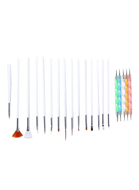 20-Piece Nail Art Design Cosmetic Brush White