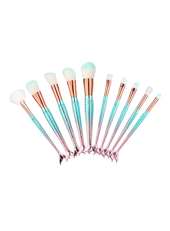 10-Piece Makeup Brush Set Blue/Pink