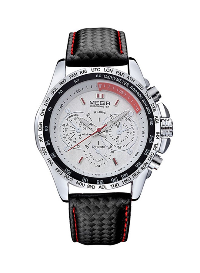 ميجر ساعة يد بعقارب وسوار من الجلد طراز 1010G - 43 مم - لون أسود men - Image 1