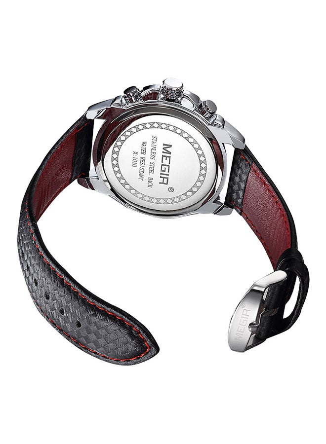 ميجر ساعة يد بعقارب وسوار من الجلد طراز 1010G - 43 مم - لون أسود men - Image 2