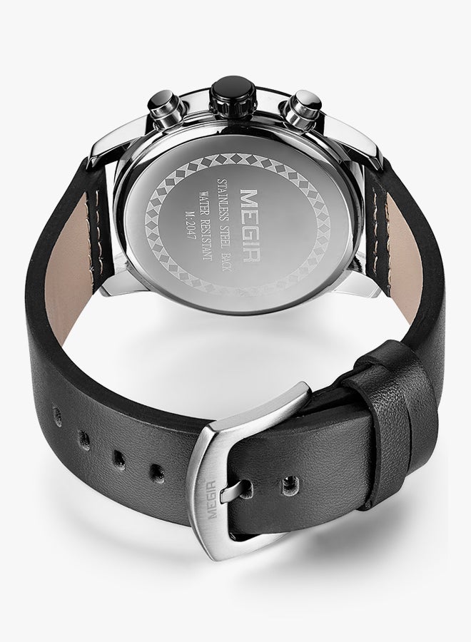MEGIR men Leather Chronograph Watch 2047G - Image 2