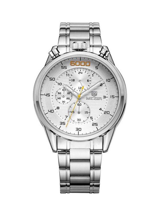 MEGIR men Stainless Steel Analog Watch 3005G - 39 mm - Silver