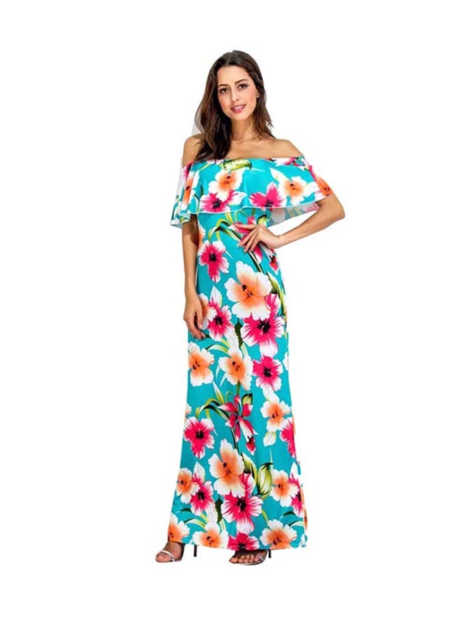 Floral Print Comfortable Maxi Dress Multicolour 