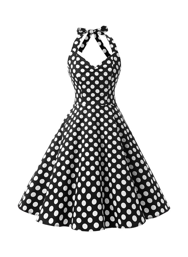 Generic Vestidos Vintage Polka Dot Swing Dress Black/White 