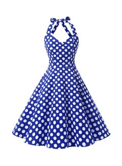 Generic Vestidos Vintage Polka Dot Swing Dress Blue/White 