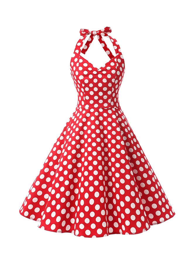 Generic Vestidos Vintage Polka Dot Swing Dress Red/White  - Image 1