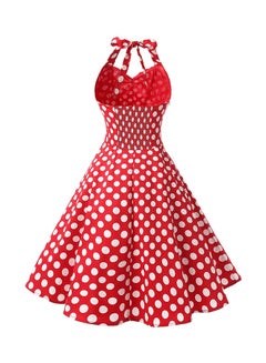 Generic Vestidos Vintage Polka Dot Swing Dress Red/White  - Image 2