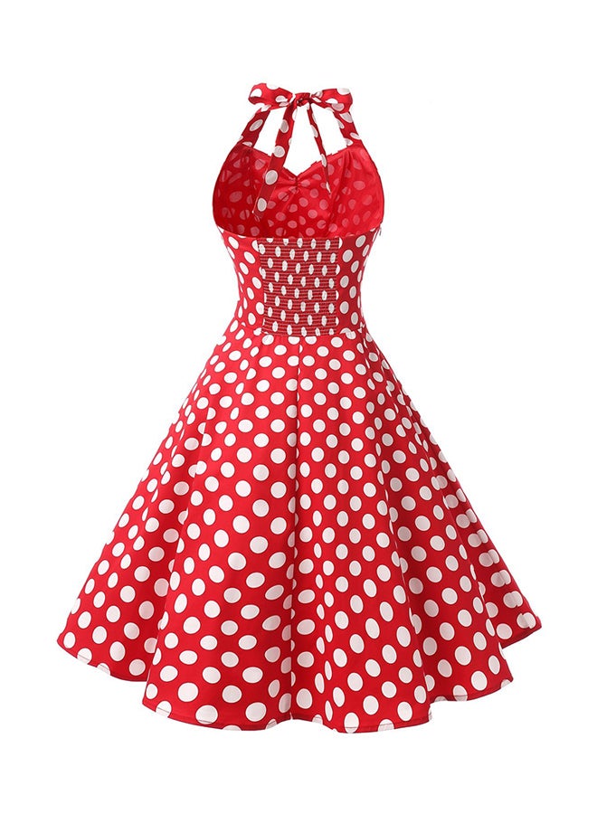 Generic Vestidos Vintage Polka Dot Swing Dress Red/White  - Image 2