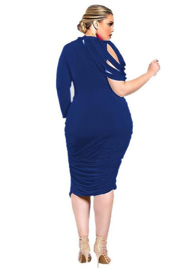 Generic Elegant Plus Size Women Dress Blue  - Image 2