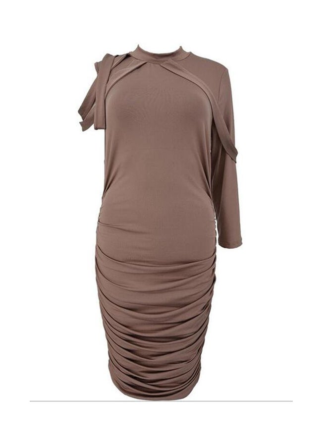Elegant Plus Size Women Dress Coffee - Image 3
