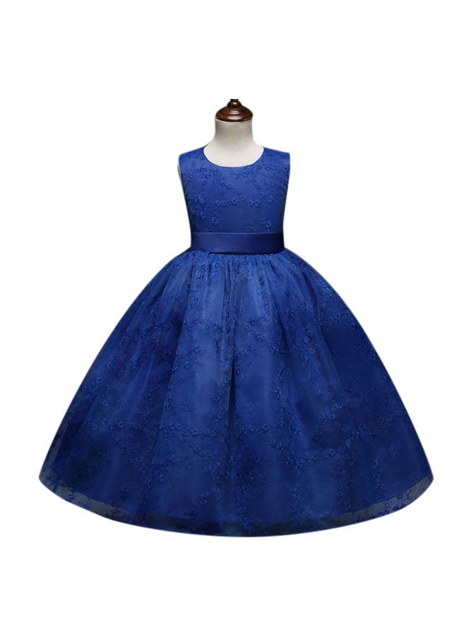 Embroidered Mesh Princess Dress Blue  - Image 1