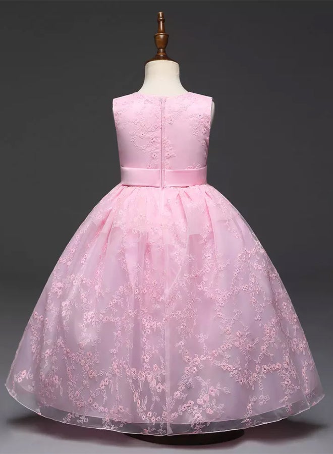 Embroidered Mesh Princess Dress Pink  - Image 2