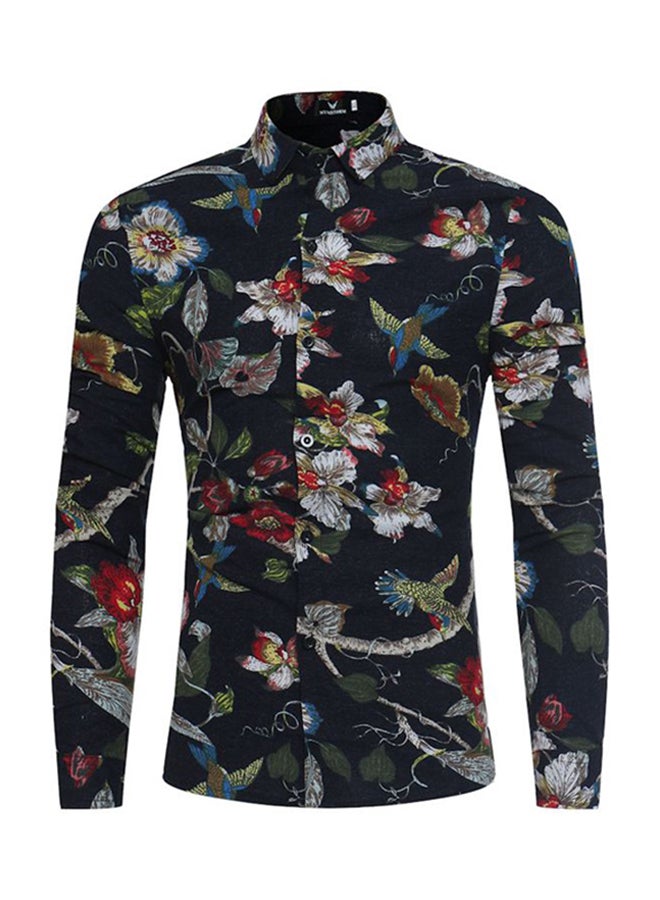 Cool Birds Flowers Printing Shirt Multicolour - Image 1