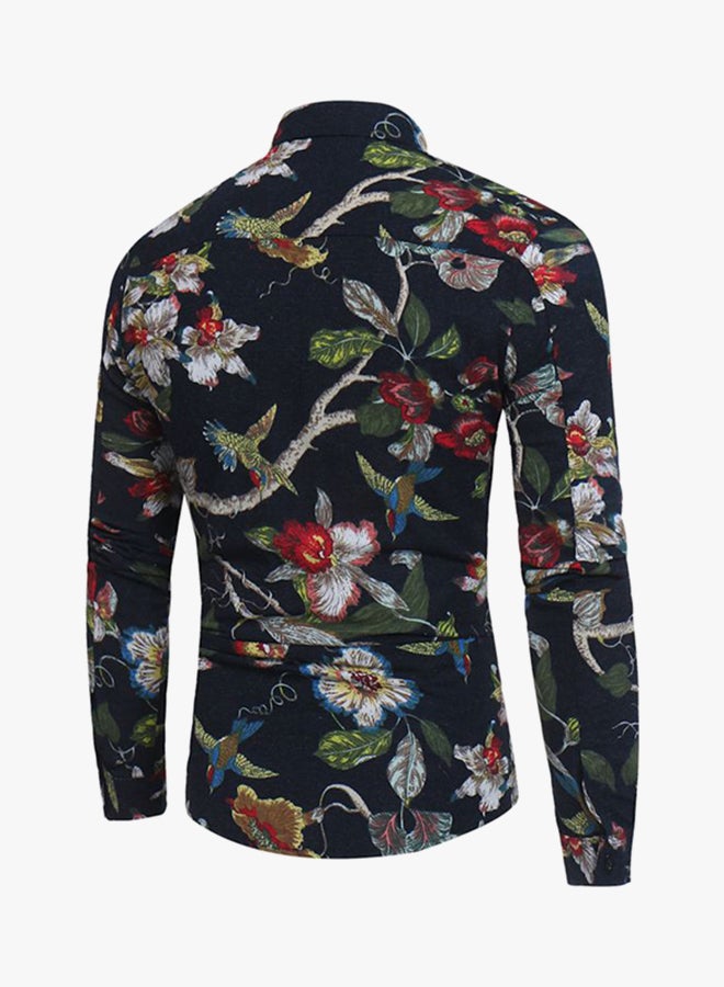 Cool Birds Flowers Printing Shirt Multicolour - Image 2
