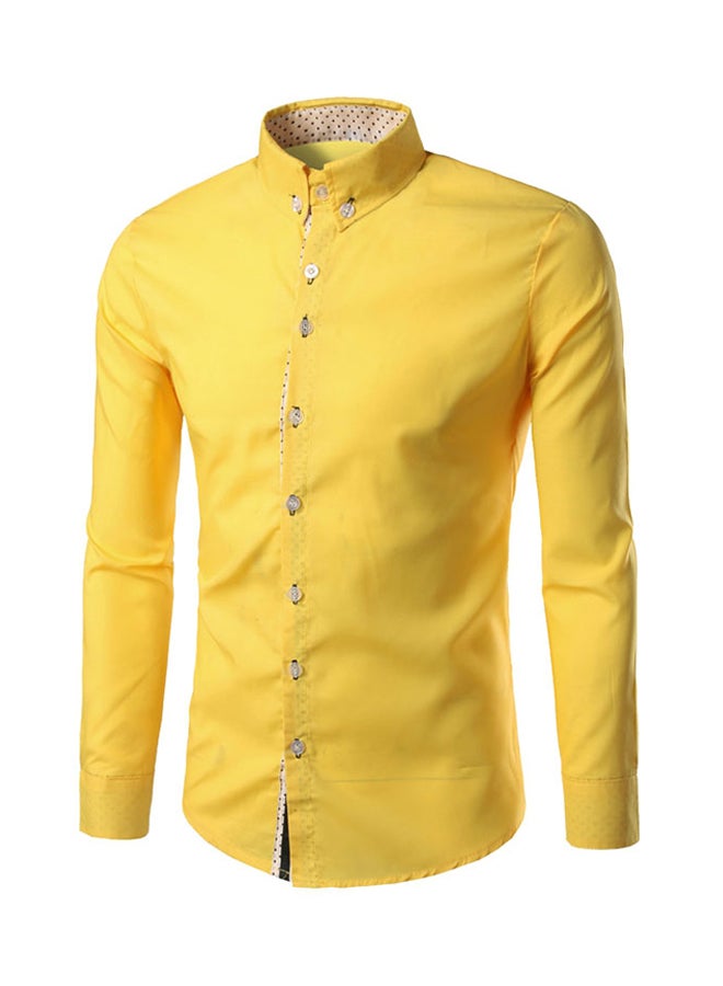 Dot Patch Slim Fit Shirt Yellow 