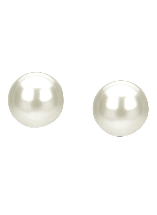 Golden Choice - 14K Solid Gold 10-10.5mm Huge White AAA Freshwater Pearl Stud Earrings - Image 1