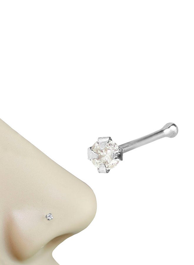 Golden Choice - 14K White Gold Genuine Diamond 1.5mm Eye Clear Bone Nose Stud - Image 1