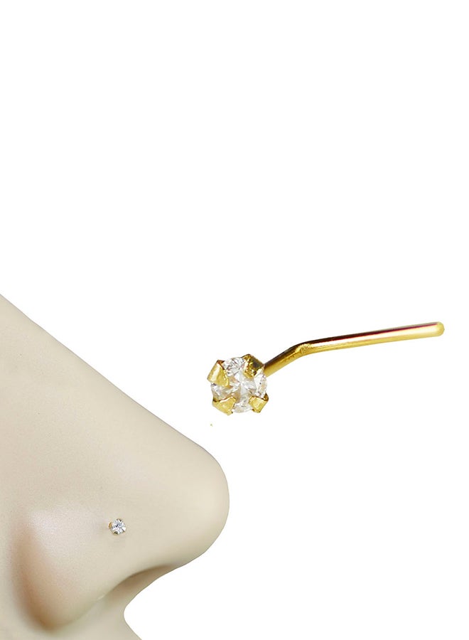 14K Gold Genuine Diamond 1.5mm Eye Clear L Shape Nose Stud