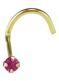 14K Solid Gold 2mm Ruby Screw Shape Nose Stud