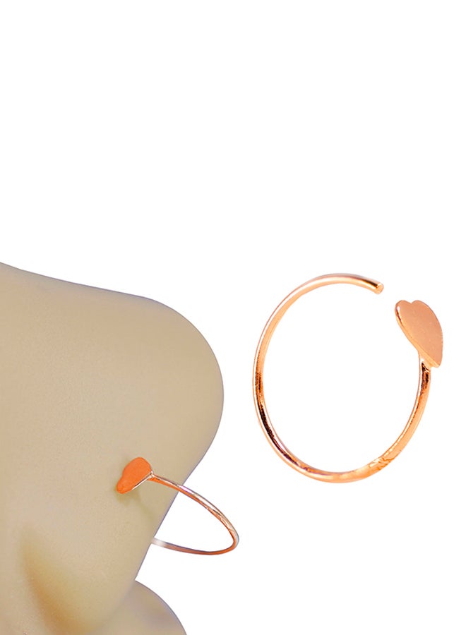 Golden Choice - 14K Solid Rose Gold 10mm Heart Open Nose Hoop - Image 1