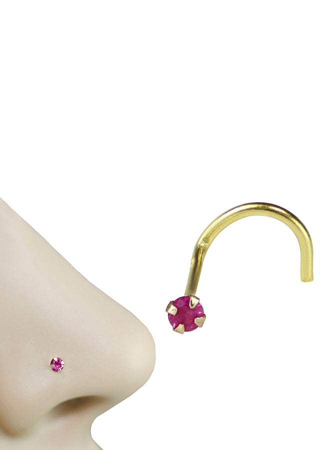 Golden Choice - 14K Solid Gold 2mm Ruby Screw Shape Nose Stud - Image 1