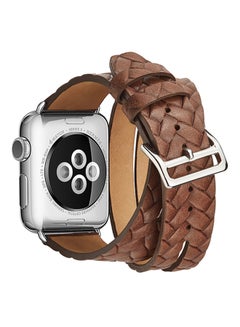 TraMx Replacement Leather Band For Apple Watch Series 1/2/3 42mm Brown  - Image 2