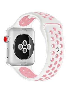 TraMx Silicone Replacement Band For Apple Watch Series 1/2/3 42mm White/Pink  - Image 3