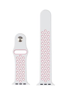 TraMx Silicone Replacement Band For Apple Watch Series 1/2/3 42mm White/Pink  - Image 4