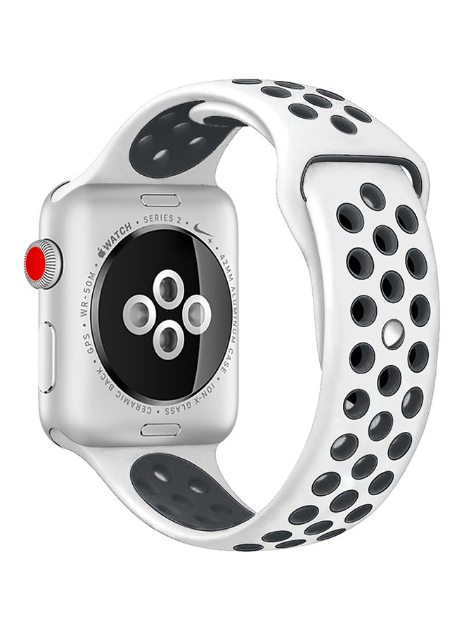 Replacement Band For Apple Watch Series 1/2/3 38mm White/Black - v1528789267/N15067372A_2