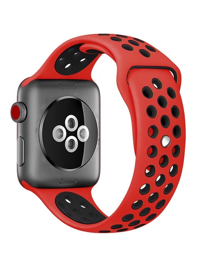 TraMx - Replacement Band For Apple Watch Series 1/2/3 42mm Red/Black - Image 1