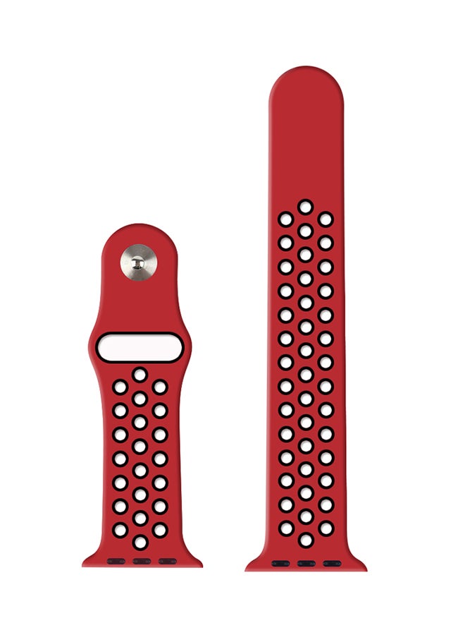 TraMx - Replacement Band For Apple Watch Series 1/2/3 42mm Red/Black - Image 1