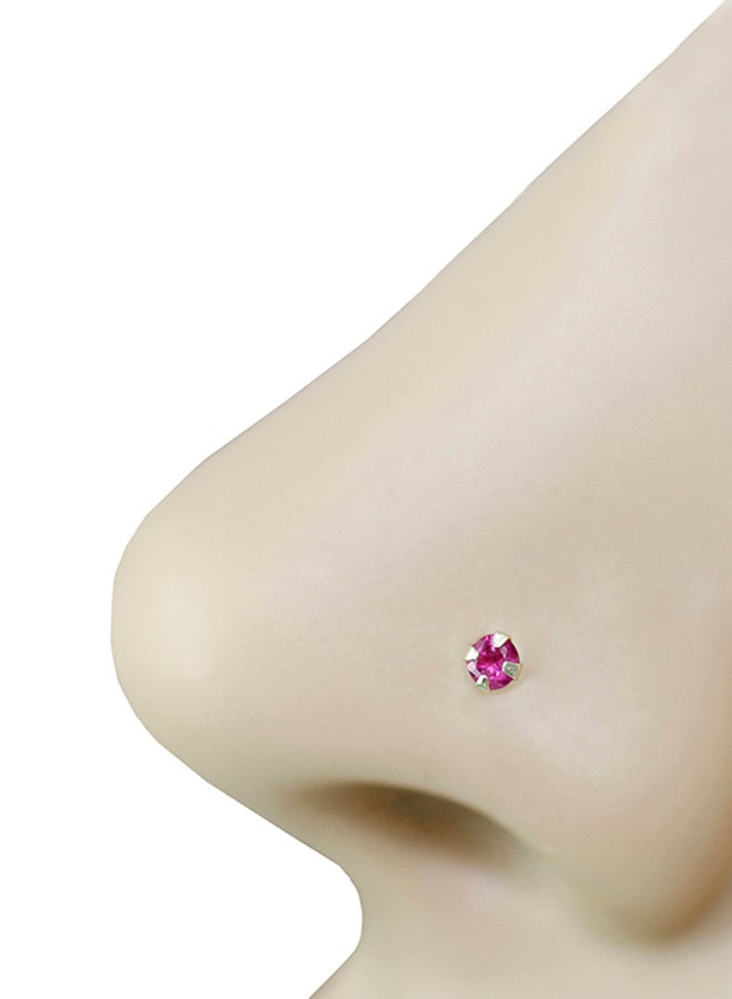 Golden Choice - 14K Solid Gold 2mm Ruby Screw Shape Nose Stud - Image 1