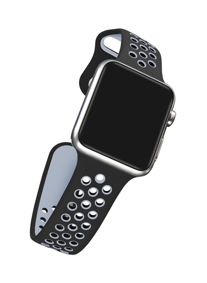 TraMx - Replacement Band For Apple Watch Series 1/2/3 42mm Black/Grey - Image 1