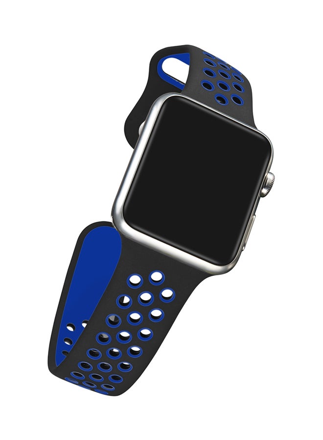 TraMx - Replacement Band For Apple Watch Series 1/2/3 42mm Black/Blue - Image 1