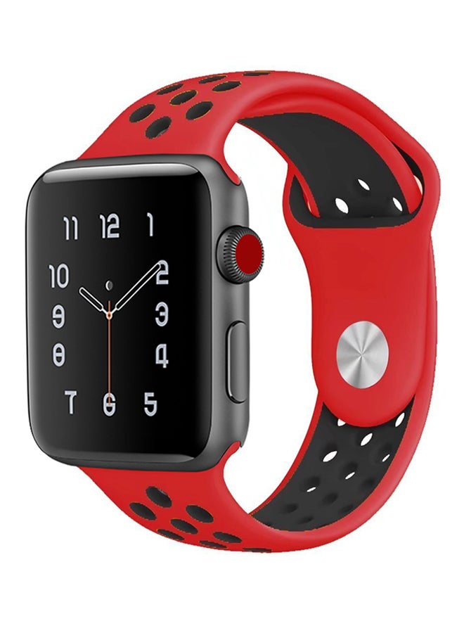 TraMx - Replacement Band For Apple Watch Series 1/2/3 42mm Red/Black - Image 1