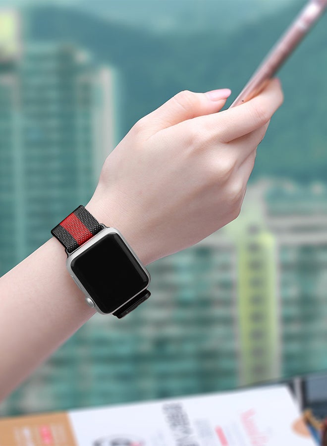 TraMx - Replacement Band For Apple Watch Series 5/4/3 Sport Edition-42mm and 44mm Black/Red - Image 1