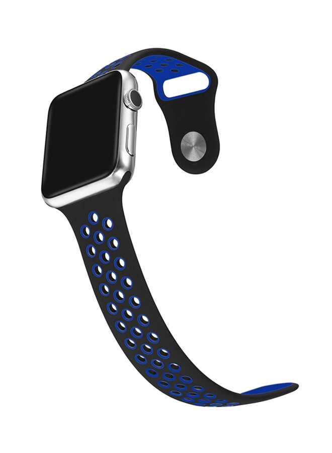 TraMx - Replacement Band For Apple Watch Series 1/2/3 42mm Black/Blue - Image 1