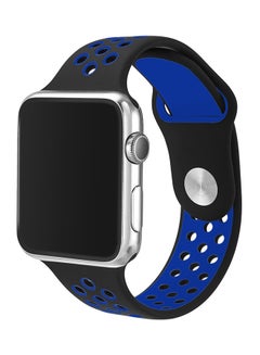 TraMx Silicone Wristband For Apple Watch Series 1/2/3 42mm Black/Blue  - Image 2