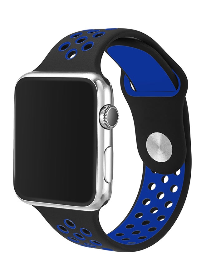 TraMx - Silicone Wristband For Apple Watch Series 1/2/3 42mm Black/Blue - Image 1