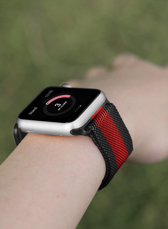 TraMx - Replacement Band For Apple Watch Series 5/4/3 Sport Edition-42mm and 44mm Black/Red - Image 1
