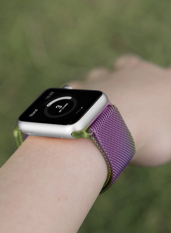 TraMx - Replacement Band For Apple Watch Series 1/2/3 38mm Purple/Green - Image 1
