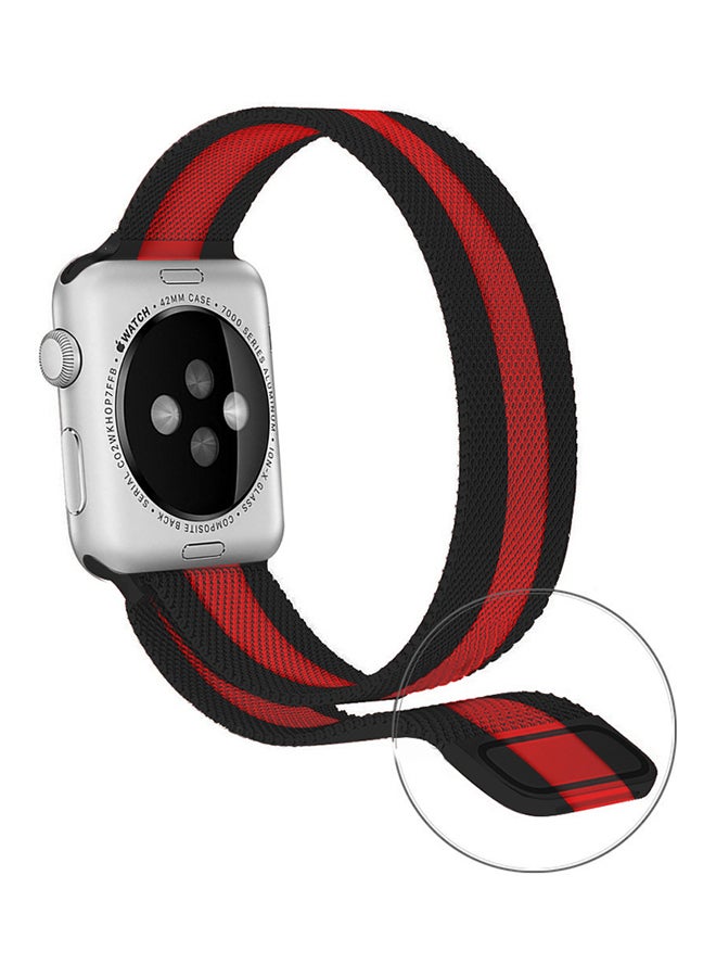 TraMx - Replacement Band For Apple Watch Series 5/4/3 Sport Edition-42mm and 44mm Black/Red - Image 1