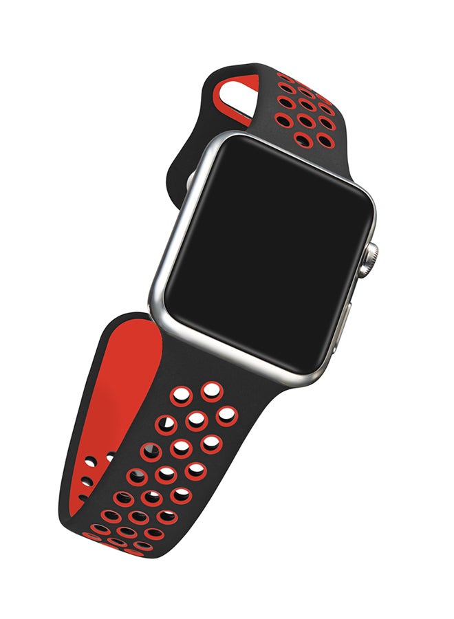 TraMx - Replacement Band For Apple Watch Series 1/2/3 42mm Black/Red - Image 1