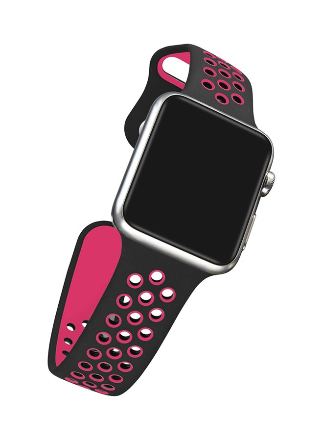 TraMx - Replacement Band For Apple Watch Series 1/2/3 38mm Black/Pink - Image 1